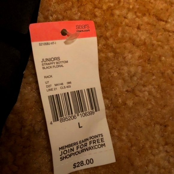 NWT Black & White Floral Size Large Swim Bottoms - Picture 4 of 4